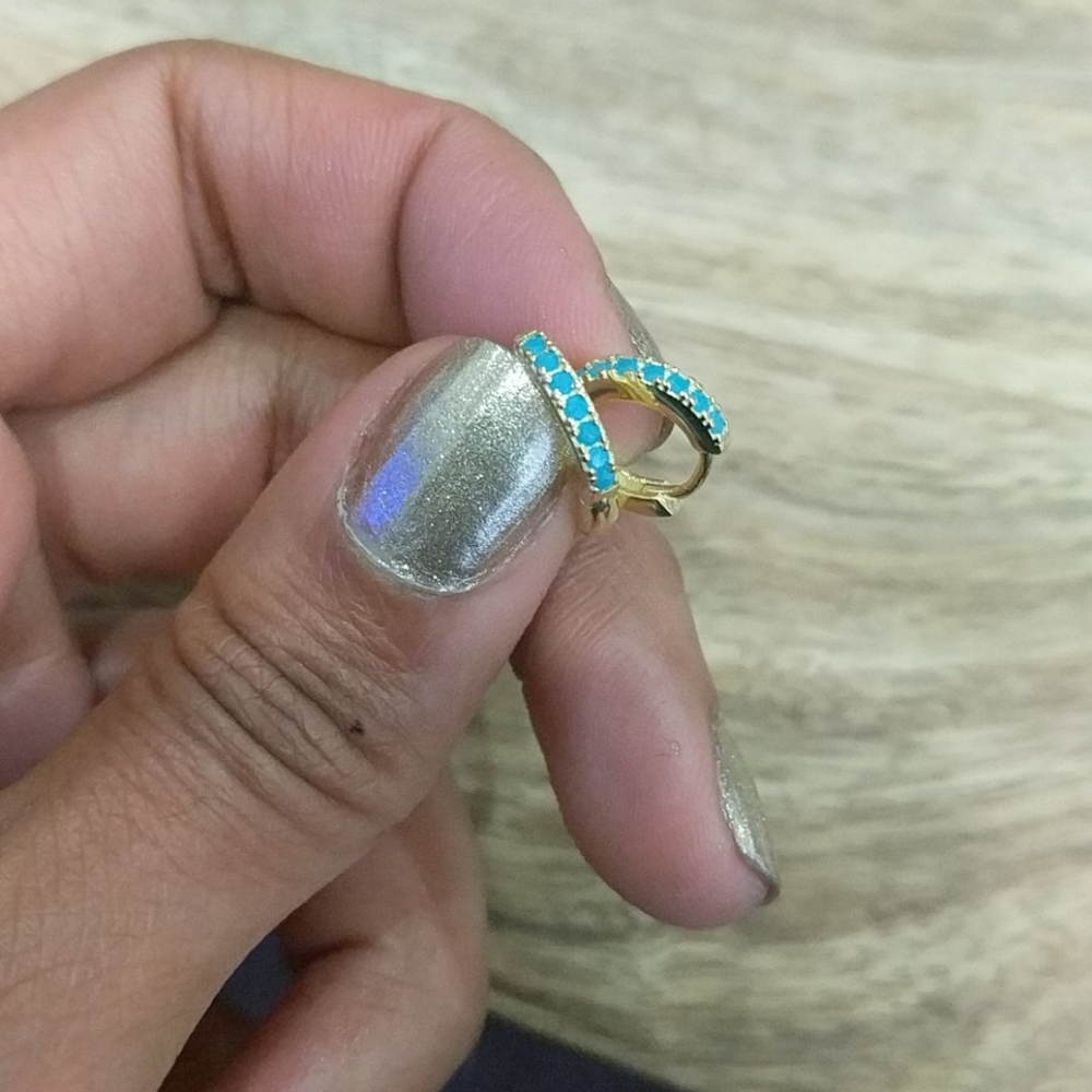 925 Sterling Silver Mini Eternity Hoop Earrings - Picture 12 of 12